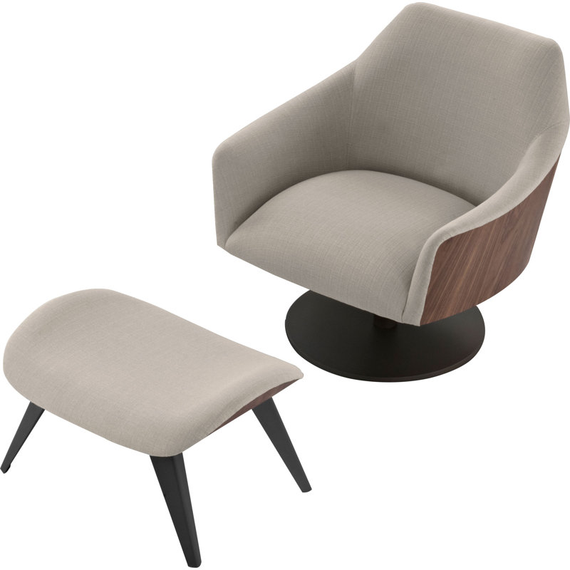ModloftBlack Henry Swivel Lounge Chair and Ottoman Perigold
